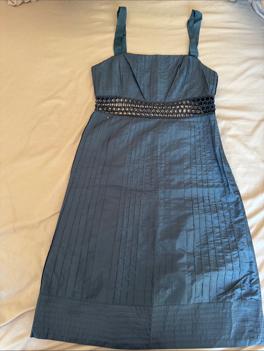 Catherine Malandrino Sleeveless Blue Pleated Waistband Dress Silk